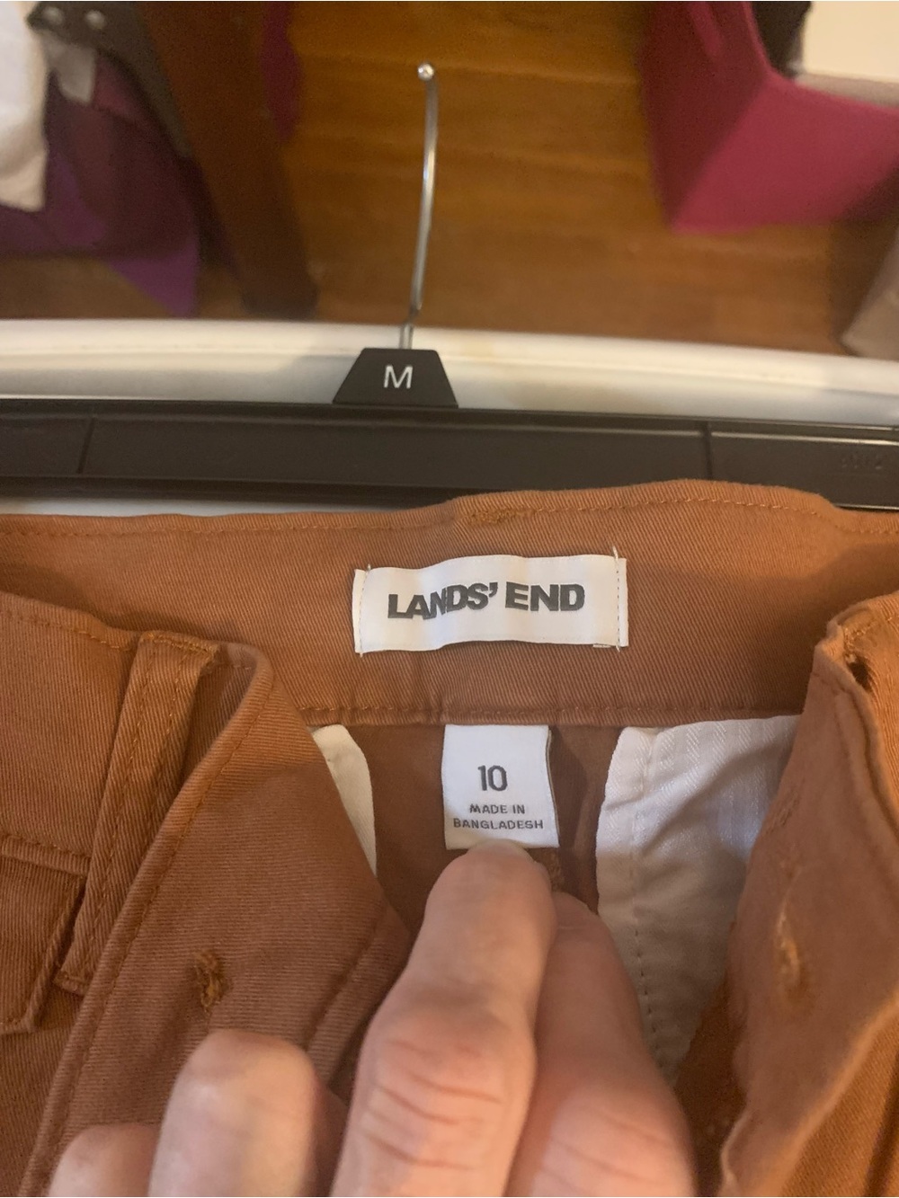 Lands' End Women's Chino High Rise Rail Straight Leg Pants in Rich Ginger Brown